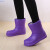 雨鞋女加绒防滑加厚棉靴一体绒厚底胶鞋EVA厨房洗衣家务工作劳保 紫色 32