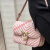 PINKO燕子包品高新款粉色斜纹羊皮方包女包斜挎 大号粉色 24*15*7cm