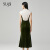 古色（SUSSI）【春晚】24春商场同款绿色中式刺绣包臀鱼尾连衣裙女 绿色 S