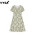 VYQA高端品牌 荷叶边v领连衣裙女 夏季新款设计感收腰显瘦碎花裙子 绿色 L(建议115-125斤)