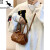 酷奇袋鼠（KUQIDAISHU）今年流行包包小众复古金属保龄球包感手提单肩斜跨包 巧克力色