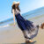 HIWISH沙滩裙女海边度假长裙小个子2024波西米亚雪纺背心连衣裙夏雪纺大 蓝碎花 均码 （建议75-115斤）