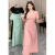 天颛律动莫兰迪大码女装300斤法式粉色连衣裙女夏季胖mm修身收腰气质 绿色 XL 建议120-150