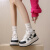 安崉熊猫鞋子女学生板鞋2024春季新款皮面小白鞋鞋厚底休闲运动鞋 米粉 35