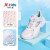 特步（XTEP）儿童童鞋男女童舒适透气框子鞋休闲鞋 新白色/水粉色 35码