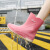 彬单 PVC厚底雨鞋防滑耐磨设计感软面 粉色 36 