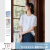 梵希蔓镂空花边灯笼袖T恤女2025年夏季新款简约通勤圆领短袖上衣 A1059 米白色 S