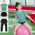 卡兔蓝猫女童套装夏季儿童运动跑步短裤健身瑜伽服假两件短袖亲子装 绿色 160