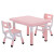 哈乐猫（HELLO CAT）儿童桌椅套装幼儿园家用塑料游戏桌吃饭画画桌子可升降宝宝写字桌 粉色升降桌60*80(一桌二椅)