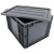 海斯迪克 EU周转箱塑料箱 汽配可堆式储物箱零件箱 灰色有盖400*300*230