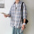 唐号（tanghao）男装夏季新款格子衬衫男士韩版宽松长袖衬衣学生帅气休闲外套 蓝色 XL