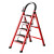 可折叠梯子工程梯 家用梯子折叠梯加厚多功能楼梯伸缩室内 升级安全卡扣加厚红色碳钢五步梯