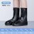 雨鞋男女款雨天防水雨靴套鞋防滑加厚耐磨儿童硅胶雨鞋套夏季水鞋 黑色-高筒 XS(32-33)