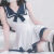让雾甜美超短连衣裙  日系学院风清纯学生扮演服水手服可爱少女制服 白蓝色+大腿丝 均码 80-120斤