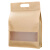 手提八边封茶叶包装袋加厚牛皮纸开窗密封袋子红茶绿茶装半斤大号 黄色大半斤20-30-侧8.5厘米