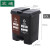 震迪塑料垃圾桶60L双桶脚踩式咖啡黑色工业垃圾箱塑料带盖可定制 KT552