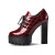 比度格林蘭品牌深口单鞋女新款四季12厘米粗跟超高防水台高跟鞋女 酒红色 34