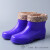 35-码牛筋底高筒雨鞋女加绒保暖防滑水鞋胶鞋中筒雨天防水雨靴 高品质短筒紫色加绒 35