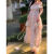 HPFY慵懒风连衣裙小众设计款Catyear猫年 绿仙精灵夏季新款长款假日 粉色 S码（80-100斤）