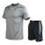 欧联霸运动套装男速干夏季足球训练服跑步服宽松两件套短袖短裤健身服 灰色 M(建议体重80-100斤)
