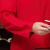 卡宝兰 咖啡馆特色牛肉面馆服务员秋冬制服 海鲜酒楼饭店长袖传菜员工装 女红色 XL 