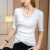 丹语黑色短袖t恤女夏2022新款设计感小众气质v领上衣别致漂亮小衫 白色 S