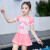 羽克 Yuke 儿童泳衣套装女童连体裙式小中大童女孩游泳装备（含泳帽收纳包） 粉色 6XL