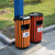 庄太太【塔型镀锌板塑木琥珀红】户外垃圾桶室外拉圾筒环卫分类环保垃圾箱果皮箱