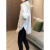 兰铂丽斯（LA PEAULISSE）女装欧洲站白色中长款衬衫女春秋设计感时尚洋气休闲别致长袖衬衣 白色6085 XL建议125-135斤