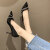 热风麦女士时尚黑色职业高跟鞋2024新款尖头细跟晚晚法式不累质单鞋 黑色 34