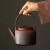 皿客 陶瓷煮茶壶煮茶电陶炉炭炉加热茶叶炒茶提香烧水煮茶器家用茶壶 侧把渐变红（电碳两用） 650ml