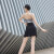 CONNY2024新款高端拉丁舞练功服成人女舞蹈服吊带上衣半身裙高级感套装 彼岸花+黑色套装 XL