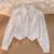 元乐申春秋季复古设计感小众尖领衬衫女白色收腰泡泡袖长袖常规款上衣 白色 S 适合85-99斤