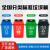 塑料垃圾桶分类厨房学校四色小区户外可回收大号环卫商用翻盖 20L蓝色加厚带盖 可回收物