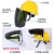 安全帽面屏电焊工面罩全脸防护防飞溅打磨化工透明面具头戴式焊帽 黄色安全帽+(茶色面屏1套)