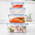 菲内克斯玻璃冰箱保鲜盒密封冷冻储物盒鸡蛋水果食物收纳盒大容量可微波炉 蓝扣长方形0.45L 单只