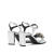 妙丽（Millies）millie's妙丽夏新款牛皮链条镶钻一字带粗高跟女凉鞋SFL02BL2 银色 36