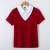 谷卓诗假两件翻领polo衫撞色修身有领上衣休闲女士半袖短袖T恤夏装新款 红色 XL（120-130斤）