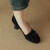 MODERN BELLE女鞋复古粗跟2024春款法式蝴蝶结磨砂圆头高跟鞋 黑色 1cm 34