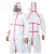 3M 4565白色带帽红色胶条连体防护服M 1件 防尘液态化学品喷洒 实验室工业清洁作业
