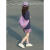 MGJO紫色穿搭气质套装女夏季藏青色休闲运动短袖T恤短裤两件套中学生 藏青色优质两件套 S 建议100斤以下
