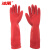 冰禹 BYlf-645 加厚清洁手套 防滑耐磨橡胶劳保防护手套 38cm红色长款乳胶 L码（1双）