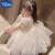 迪士尼（Disney）女童公主裙夏装2023新款儿童洋气超仙蓬蓬裙子宝宝夏季礼服连衣裙 白色 90cm