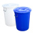 欧润哲 铁柄蓝色水桶加厚大号塑料水桶 工业圆桶大容量水桶酒店厨房物业大号桶 带盖 60L