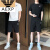 AEXP阿玛尼尼旗下运动套装t桖短袖5分裤男士2024休闲服两件套夏季 黑色 短袖+短裤 M 建议80-100斤