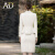 AD高端白色西装套装女收腰显瘦西服小洋装两件套新款主持人正装 白色西装 S