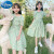 迪士尼（Disney）女童雪纺连衣裙2024夏季新款洋气中大童娃娃领女孩雏菊公主裙两件 粉红色 120