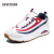 斯凯奇（Skechers）新款男子绑带气垫运动鞋时尚撞色拼接休闲鞋52469 白色/海军蓝色/红色/WNVR 39
