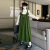 美丝柚扎染连衣裙奶系穿搭早秋绿色灯芯绒背带裙女法式衬衫甜美减龄两件 绿色套装 S