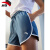 安踏运动套装女2024新款夏季衣官网旗舰女装快干运动衣两件套 瓷片蓝(单件短裤) 155(XS)